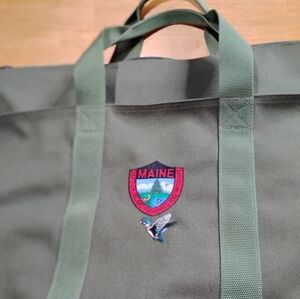 L.L. Bean Olive Green Duffel with Embroidered Maine Patch